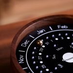 Detaillierter astronomischer Kalender mit Monats- und Jahresanzeige, ideal für Wissenschafts- und Dekorationszwecke, aus hochwertigem Material gefertigt.