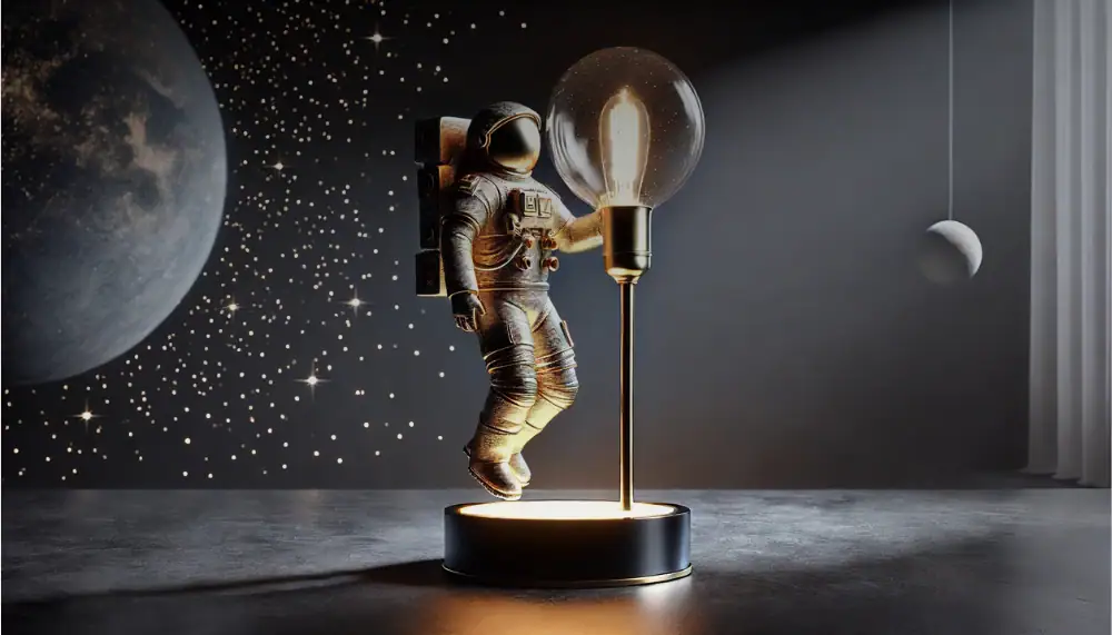 Dekorative Astronautenlampe mit Leuchtbirne, inspiriert vom Weltraum, ideal für Science-Fiction- und Raumfahrtfans, schafft eine faszinierende Atmosphäre.