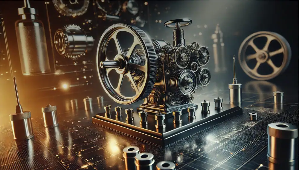 Detailliertes Bild eines historischen wissenschaftlichen Geräts mit Zahnrädern und mechanischen Komponenten, ideal für Wissenschafts- und Dekorationszwecke.
