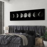 Wandbild mit den verschiedenen Mondphasen, ideal für Schlafzimmerdekoration, schafft eine ruhige und wissenschaftliche Atmosphäre.