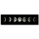 Sequenz der Mondphasen von Neumond bis Vollmond, ideal für wissenschaftliche Dekorationen und Lernzwecke.