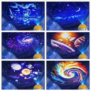 Entdecken Sie den Sternenhimmel-Projektor mit faszinierenden Weltraummotiven, ideal für Wissenschaftsdekorationen und entspannende Raumgestaltung.