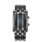 Moderne schwarze Wissenschafts-Armbanduhr mit digitaler Anzeige, ideal für Technik- und Wissenschaftsbegeisterte.