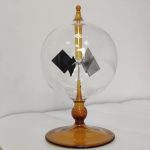 Detailliertes wissenschaftliches Modell in einem transparenten Glasgehäuse mit goldener Basis, ideal für Dekoration und Bildung im Bereich Wissenschaft.