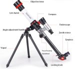 Hochwertiges Teleskop mit Stativ, Objektiv, Kompass, Sucher, Zenitspiegel, Augenmuschel, Fokusring, Verriegelungsknopf und Handgriff für Astronomie und Wissenschaft.