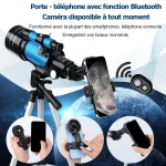 Teleskop mit Smartphone-Halterung und Bluetooth-Kamera für einfache Astronomie- und Naturbeobachtungen, kompatibel mit den meisten Smartphones, ermöglicht das Aufnehmen unvergesslicher Momente.