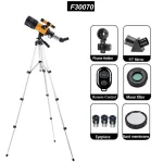 Teleskop mit Stativ, Handyhalter, 45° Spiegel, Fernbedienung, Mondfilter, Okulare und Bardmembran für Astronomie und Sternbeobachtung.