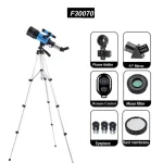Teleskop mit Stativ, Handyhalter, 45° Spiegel, Fernbedienung, Mondfilter, Okulare und Bardmembran für Astronomie und Wissenschaft.