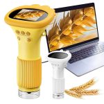Hitzeschutzlampe mit digitalem Thermometer, ideal für Pflanzen und Tiere, mit LED-Display und einstellbarer Temperaturkontrolle, in Gelb und Weiß erhältlich.
