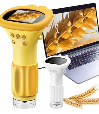 Hitzeschutzlampe mit digitalem Thermometer, ideal für Pflanzen und Tiere, mit LED-Display und einstellbarer Temperaturkontrolle, in Gelb und Weiß erhältlich.