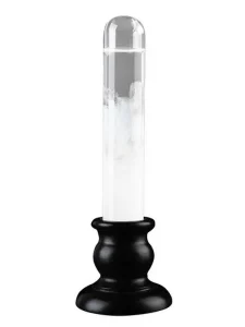 Transparentes wissenschaftliches Experimentierglas auf schwarzer Basis, ideal für chemische und physikalische Experimente, Dekoration und wissenschaftliche Demonstrationen.