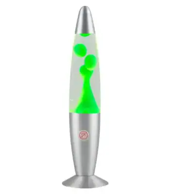 Dekorative Lampe in Form eines Lava-Lampens-Designs mit leuchtenden grünen Blasen, ideal für wissenschaftliche Dekorationen und moderne Raumgestaltung.