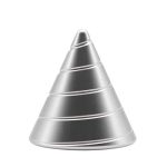 Metallischer Schneekegel mit spiralförmigen Linien, ideal für wissenschaftliche Dekorationen und Experimente.