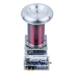 Wissenschaftlicher Blitzgenerator mit Metallkugel und elektronischen Komponenten, ideal für physikalische Experimente und wissenschaftliche Demonstrationen.