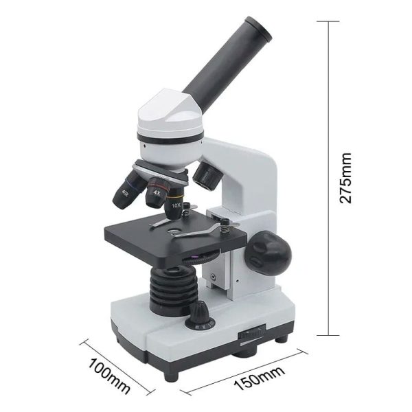 Hochwertiges wissenschaftliches Mikroskop mit verstellbaren Objektiven, ideal für Bildung und Forschung, mit präziser Fokussierung und robustem Design.