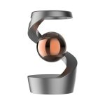 Modernes wissenschaftliches Dekorationsstück mit spiralförmigem Design und Kugel in der Mitte, ideal für Wissenschafts- und Technikliebhaber.