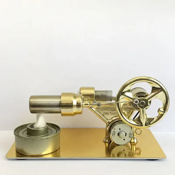 Hochwertiges wissenschaftliches Modell eines alten Kanonen- oder Druckmaschinen-Teils, verziert mit goldfarbenen Elementen, auf einer goldenen Basis.