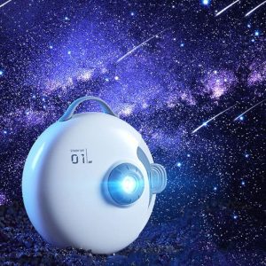 Moderner Sternenhimmel-Projektor mit blauer Beleuchtung vor einem Sternenhimmel, ideal für wissenschaftliche Dekorationen und Gadgets.