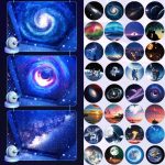 Verschiedene galaktische Wanddekorationen mit Sternen, Planeten und Universum-Motiven für wissenschaftliche oder dekorative Zwecke.