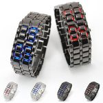 Hochwertige digitale LED-Uhr im stilvollen Metallarmband, erhältlich in verschiedenen Farben mit blauer und roter Beleuchtung. Perfekt für Technik- und Modebegeisterte.