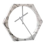 Moderne Schwerkraft-Uhr mit Marmorrahmen und Metallzeiger, stilvolles Design für Wissenschafts- und Dekorationsliebhaber.