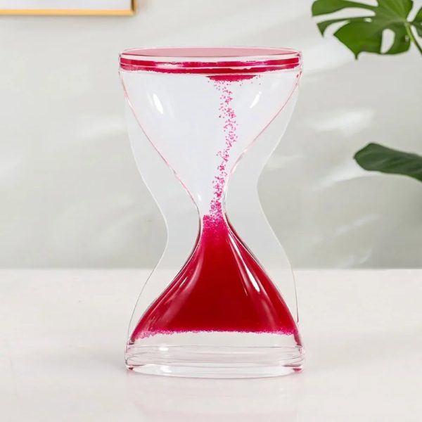 Sanduhr mit rotem Sand, ideal als wissenschaftliche Dekoration oder Geschenk. Transparentes Gehäuse mit rotem Sand, zeigt die Zeitmessung auf elegante Weise.