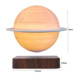 Dekorative Sonnenplanet-Lampe mit Ringlicht, ideal für Wissenschafts- und Raumfahrtdekorationen, Höhe 14 cm, Durchmesser 13,4 cm, auf Holzsockel.