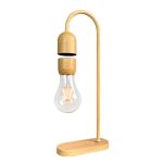 Elegante Stehlampe aus Holz mit sichtbarer Glühbirne, modernes Design für wissenschaftliche Dekorationen und kreative Raumgestaltung.