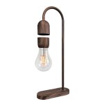 Moderne Tischlampe mit Holz-Design und sichtbarer Glühbirne, ideal für wissenschaftliche Dekorationen und stilvolle Raumgestaltung.