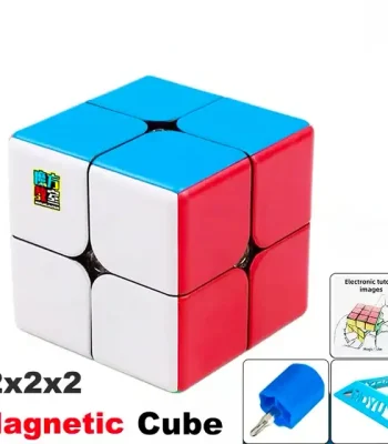 Bunter magnetischer Zauberwürfel mit weißen, roten und blauen Flächen, ideal für Wissenschafts- und Dekorationszwecke, fördert logisches Denken und motorische Fähigkeiten.