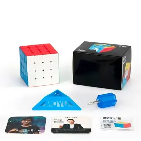 Bunter 3x3-Zauberwürfel mit Zubehör, inklusive Schraubenzieher, Dreiecks-Werkzeug und Informationskarten, ideal für Wissenschafts- und Dekorationszwecke.