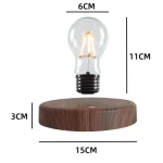 Dekorative Glühbirne auf Holzsockel, ideal für wissenschaftliche und moderne Dekorationen, mit sichtbarem Glühfaden, Höhe 11 cm.