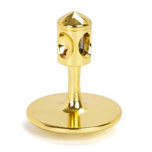 Goldene Laborausrüstung mit zylindrischem Kopf und runder Basis, ideal für wissenschaftliche Experimente und Dekorationen im Labor.