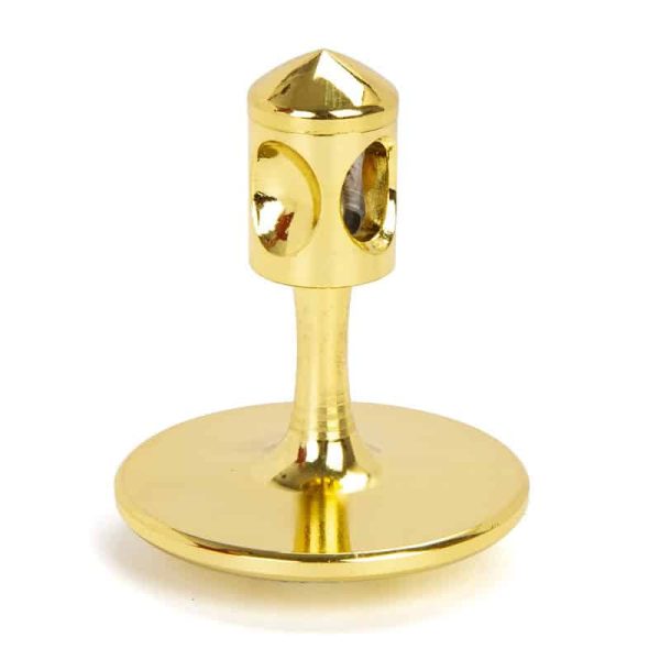 Goldene Laborausrüstung mit zylindrischem Kopf und runder Basis, ideal für wissenschaftliche Experimente und Dekorationen im Labor.