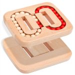 Klassisches Holz-Schiebespiel mit roten und weißen Kugeln, geeignet für Kinder und Erwachsene, fördert die Feinmotorik und das logische Denken.