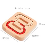 Holzspielzeug mit beweglichen Kugeln in Rot und Weiß, ideal für Kinder und Erwachsene, fördert Feinmotorik und Konzentration.