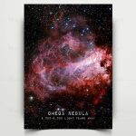 Himmlische Nebula mit leuchtenden Farben und Sternen, inspiriert von der Omega-Nebel im Universum, ideal für Wissenschafts- und Dekorationsliebhaber.