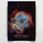 Faszinierender Bild des Rosetten-Nebels mit leuchtenden Farben und Sternen im Weltraum, ideal für wissenschaftliche Dekorationen und Raumfahrtenthusiasten.