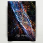 Faszinierender Sternennebel im Weltall mit leuchtenden Farben und Gaswolken, inspiriert von der Konstellation Cygnus, dargestellt in lebendigen Blau-, Rot- und Orangetönen.