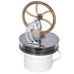 Detailliertes wissenschaftliches Modell mit Rad, Metallteilen und Tasse, ideal für Dekoration und Bildung.