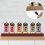 Bunt leuchtende Modell-Hirnzellen auf Holzbasis, ideal für Bildung und Dekoration, mit USB-Ladekabel.