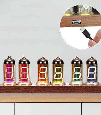 Bunt leuchtende Modell-Hirnzellen auf Holzbasis, ideal für Bildung und Dekoration, mit USB-Ladekabel.