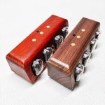 Holz-Experimentierbox mit 8 Schaltern und 4 LEDs, ideal für wissenschaftliche Experimente und DIY-Projekte, hochwertiges Holzdesign, langlebig und stilvoll.