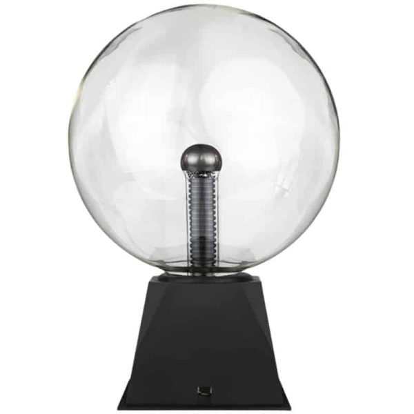 Wissenschaftliches Experimentiergerät mit Glaskugel und Metallkugel auf schwarzem Sockel, ideal für Dekoration und wissenschaftliche Lernzwecke.