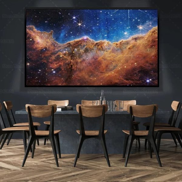 Hochauflösendes Bild eines Sternenhimmels mit Nebeln und Sternen, ideal für wissenschaftliche Dekorationen und Raumgestaltung.