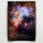 Faszinierender Blick auf den Nebel Westerlund 2 im Sternbild Carina, 20.000 Lichtjahre entfernt, mit leuchtenden Sternen und interstellarem Staub.