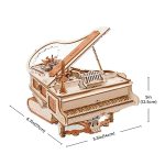 Detailliertes Holz-Klaviermodell mit Maßen, ideal für Dekoration und Wissenschaftsprojekte.