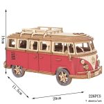 Detailliertes Holzmodell eines VW-Busses im Vintage-Stil, perfekt für Science- und Dekorationsliebhaber, mit realistischen Details und einer Größe von 29 cm Länge.