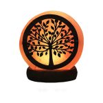 Leuchtende Baum-Lichterkugel mit Silhouette des Lebensbaums, ideal für Dekoration und wissenschaftliche Themen.