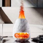 Moderne Lavalampe mit flammender Illusion, weißes Marmor-Design, ideal für Dekoration und wissenschaftliche Gadgets, schafft eine faszinierende Atmosphäre.